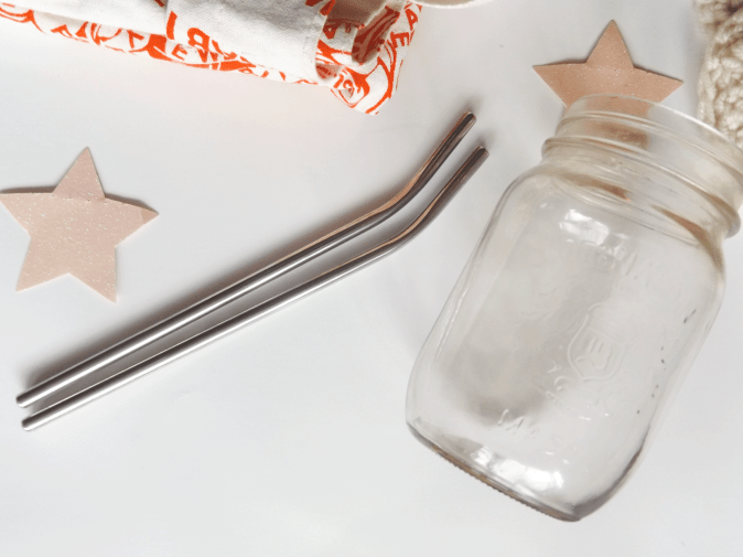 Stainless steel straw and Mason Jar 