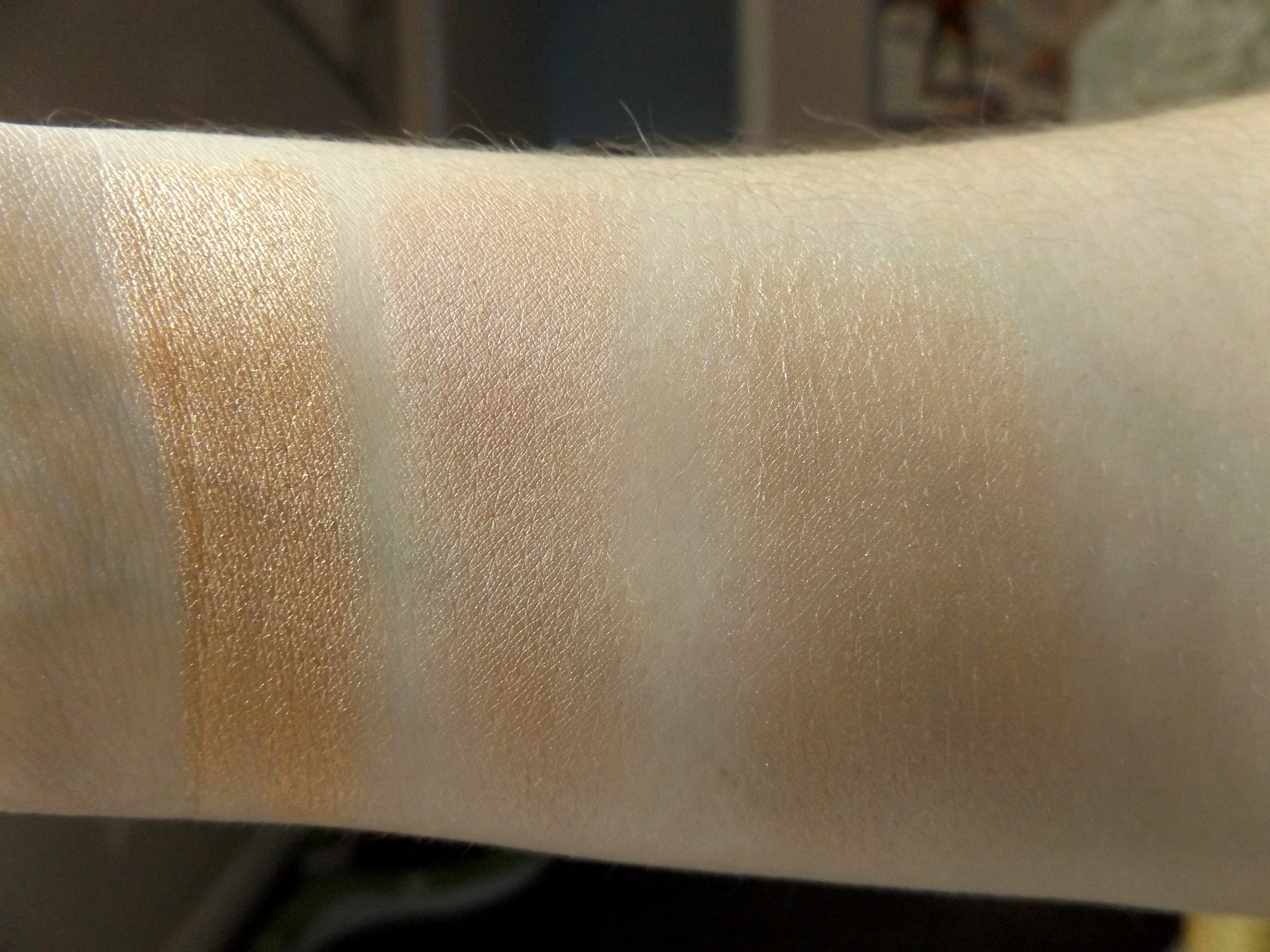 Warm toned highlighter swatches