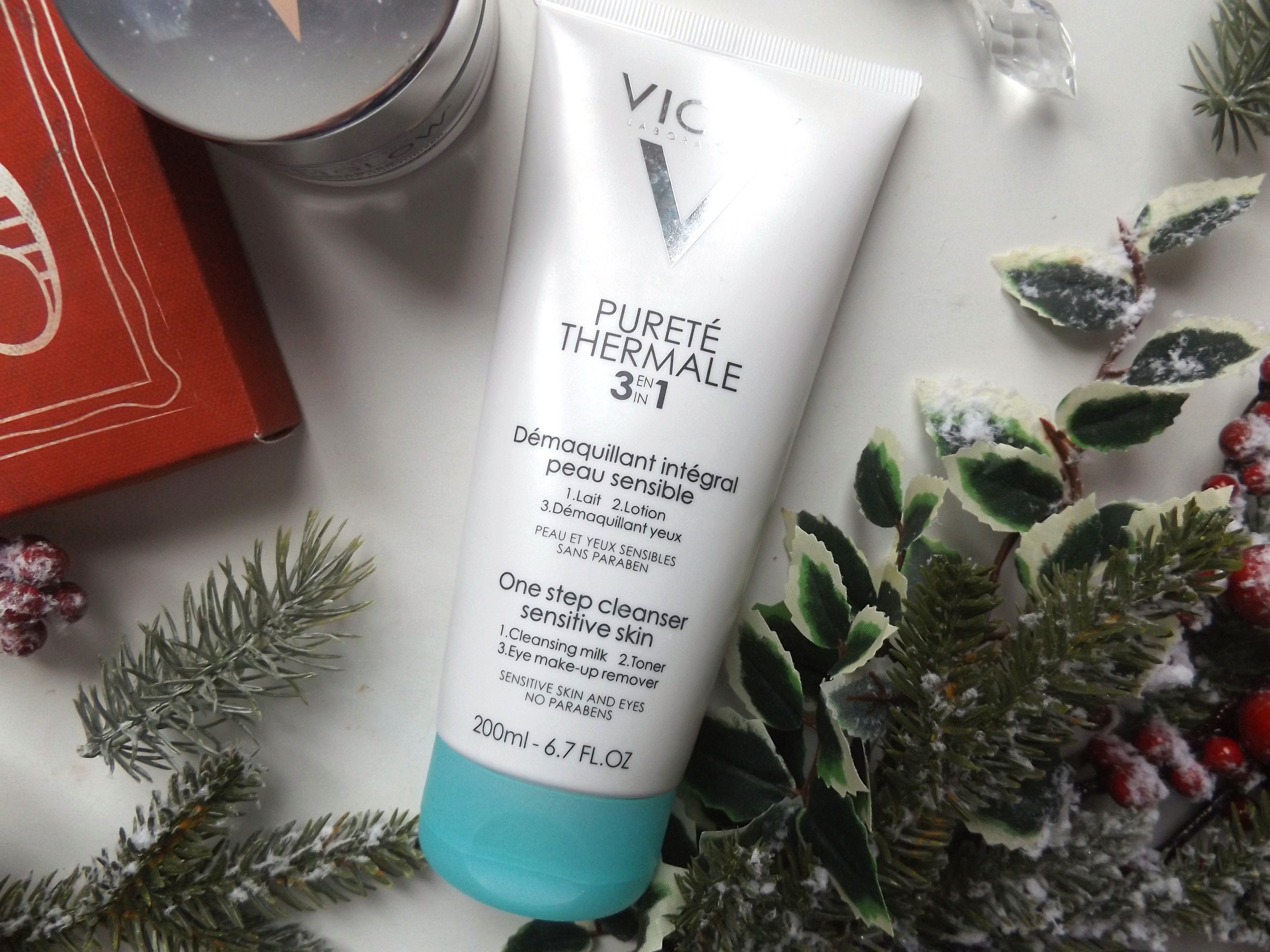 Vichy Thermale Cleanser - white bottle, blue cap. 